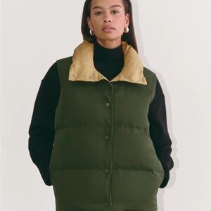 NEW Everlane | Reversible Green & Tan Puffer Vest
